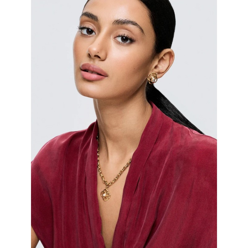 COLAR AÇO SENHORA ROSE PEARL GOLD OJRN01D