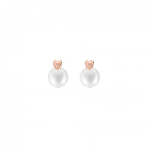 BRINCOS PRATA LOVE IN ROSE HEART & PEARL UK.BR.AE0002.00.00