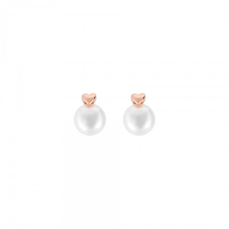 BRINCOS PRATA LOVE IN ROSE HEART & PEARL UK.BR.AE0002.00.00
