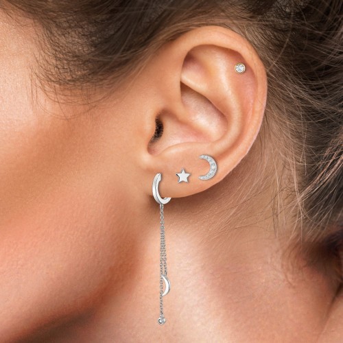 BRINCOS PRATA MIX & MATCH MOON STAR SILVER UK.TN.1204.0033