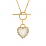 COLAR PRATA HEART MOTHER OF PEARL GOLD UK.CL.1204.0282