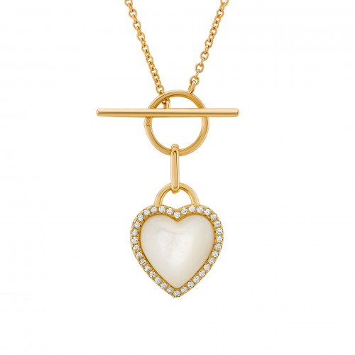 COLAR PRATA HEART MOTHER OF PEARL GOLD UK.CL.1204.0282