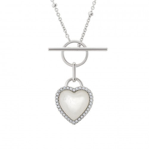 COLAR PRATA HEART MOTHER OF PEARL SILVER UK.CL.1204.0283