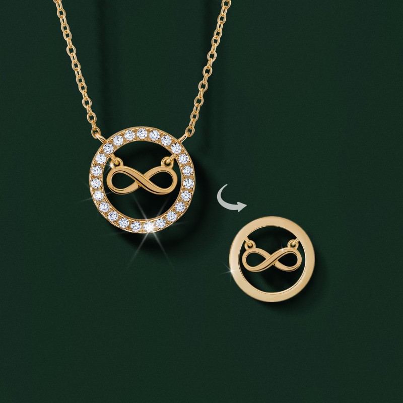 COLAR PRATA MEANINGFUL INFINITE GOLD UK.CL.1204.0346