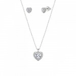 PACK COLAR E BRINCOS PRATA CLASSIC HEART UK.PK.1206.0007