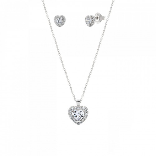 PACK COLAR E BRINCOS PRATA CLASSIC HEART UK.PK.1206.0007